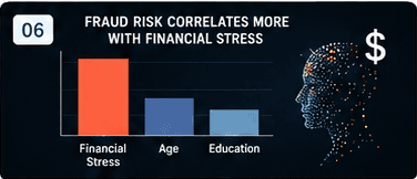 Fraud risk chart comparing financial stress, age, and education.