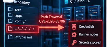 GitLab path traversal exposing credentials, runner nodes, and secrets.