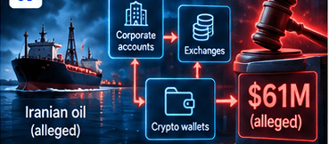 Oil shipment, corporate accounts, exchanges, crypto wallets, and a legal action.