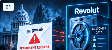 Fraudulent government-domain request sent toward Revolut customer data.